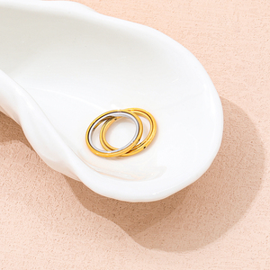 Anneau <span class=keywords><strong>Spinner</strong></span> en acier inoxydable plaqué or 18 carats haut de gamme étanche deux tons à la mode Spin Fidget anneau d'anxiété pour les cadeaux de fête - Product Image 5