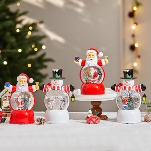Lanterne à eau musicale écologique de style européen, petite, avec Père Noël et bonhomme de neige, veilleuse lumineuse, ornement artisanal - Product Image 2