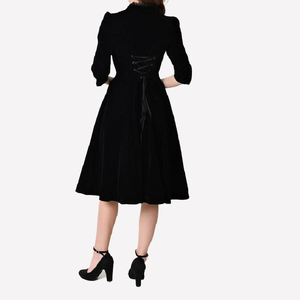 Black Half Sleeve Midi Length Embroidery Tulle Womens <strong>50s</strong> 60s Vintage Party <strong>Dresses</strong> - Product Image 5