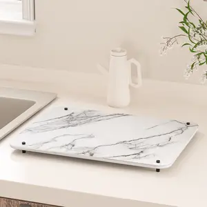 Wholesale simple solid color water-absorbing and quick-drying Marble with Stainless Steel Feet Dish Drying Pad