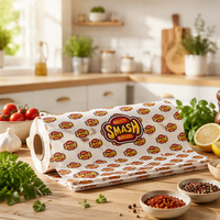 Papier d'emballage alimentaire jetable 50 g/m² avec logo personnalisé, résistant à la graisse, doublé de feuille d'aluminium, pour hamburgers et sandwichs
