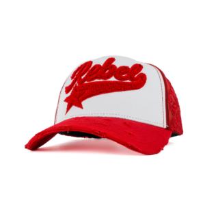 Cappello da Baseball Trucker Unisex per Adulti di Alta Qualità Mara Three Rico con Logo Ricamato, Visiera Curva Effetto Invecchiato, 5 Pannelli - Collezione Rebel - Product Image 1