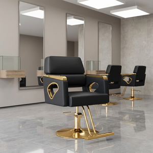Sillón de Barbería Multifuncional de Alta Calidad con Estructura de Hierro y Cuero Sintético para Salón de Belleza, con Función Reclinable - Product Image 1