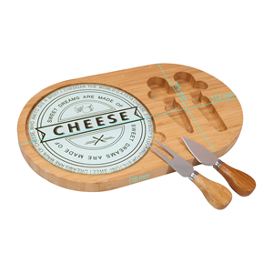 3-Piece Bamboo Cheese Cutting <b>Board</b> Set with Glass <b>Board</b> & Knife Elegant Cheese <b>Tools</b> - Product Image 5