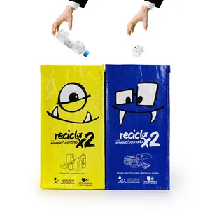 Factory Direct Eco-Friendly Folding Garbage Bag Laminated PP Woven Cartoon Style For Efficient Collection Sorting