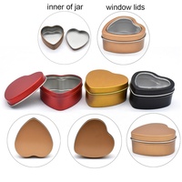Luxe coloré en forme de coeur en fer blanc emballage étain mini pot à bougie en métal portable avec couvercles de fenêtre