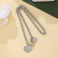 Yiwu Aceon Velle En Acier Inoxydable Épais Chaîne Fermoir À Bascule Mini Disque Blanc Personnalisé Coeur Charme Collier Engravable