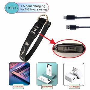 Hot Selling Comfortable Rubber Polyester Webbing 3D <b>Dog</b> Paw Pattern USB Rechargeable Pet LED <b>Collar</b> - Product Image 5