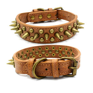 Nouveau design Durable Style Punk Anti-morsure Bronze Spike Rivet collier pour animaux de compagnie collier de chien Laisses et colliers pour animaux de compagnie - Product Image 2