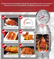 Nouveau Four de Cuisson Visiblement Visible à Double Combustible (Charbon et Gaz) 80cm en Acier Alimentaire pour Rôtir l'Oie, le Porc, le Poulet Croustillant, Portable et Grand Format