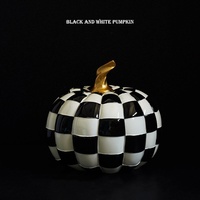 Décoration d'intérieur de style européen sur le thème d'Halloween, en forme de citrouille, à carreaux noirs et blancs, pour usage domestique, cadeaux