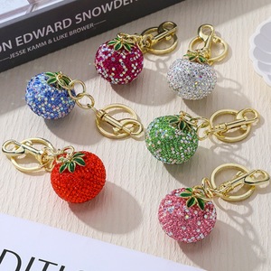 New Factory Direct Sales, Fashionable, Creative, Simple Double-sided Water Diamond Orange Exquisite Hanging Bag, Car Keychain