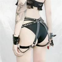 Ensemble de Lingerie Sexy en PU pour Femme, avec Menottes Érotiques et Culotte de Contrainte, Tenue de Club, Costumes de Jeu de Rôle pour Adultes et Amoureux