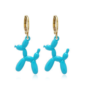 2025 nouveau haute qualité en gros couleur bonbon 3D métal chiot boucles d'oreilles mignon dessin animé chien Huggie boucles d'oreilles pour femmes filles - Product Image 4