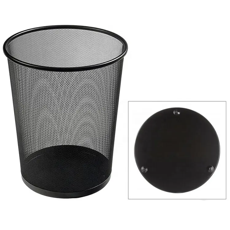 Square Shape Black Metal Wire Mesh Trash Bin Stainless Steel Rubbish Bin