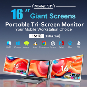 16 Inch 1200P IPS Triple Portable Monitor <b>USB</b> C <b>HDMI</b> Dual Screen for Laptop Business Trading Gaming Stock Forex Mobile Workstati - Product Image 2