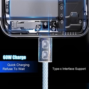 Câble de chargeur rapide double type C à type C de 1/2 mètres PD60W 100W pour téléphone portable - Product Image 6