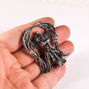 Collier pendentif ailes d'ange en acier inoxydable, personnage de dessin animé argenté, bijoux de mode pour hommes SP1118 - Product Image 4