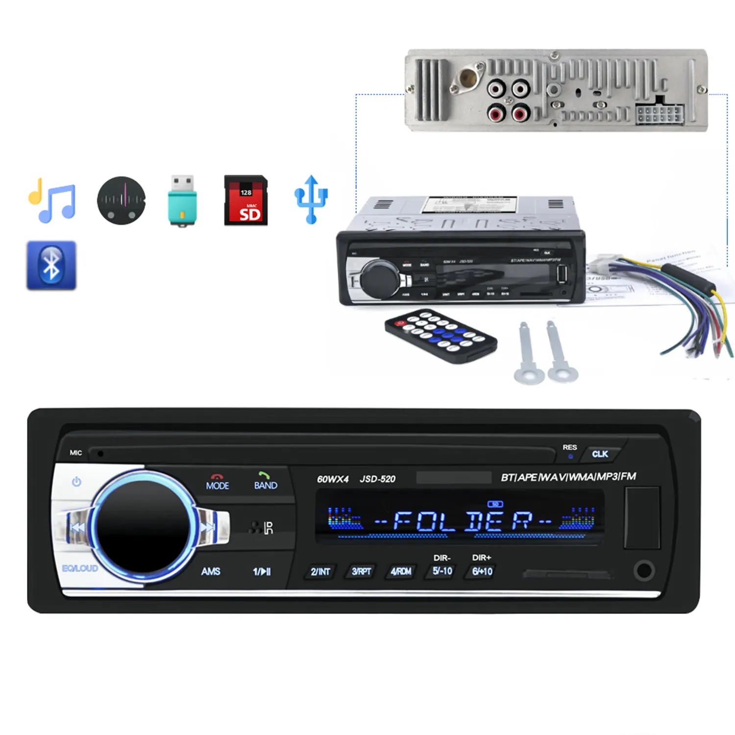 X 520B en çok satan USB/SD/AUX araba radyo 1din araba Video radyo mp3 çalar