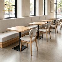 Table carrée en bois et chaise rembourrée en tissu confortable pour restaurant, mobilier commercial, prix usine Ron Group