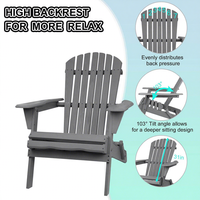 Chaise Adirondack pliante en bois massif pour extérieur, style américain, avec dossier, idéale pour la plage, la cour ou les gîtes.