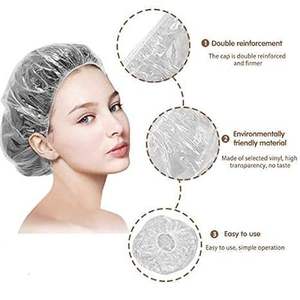 Bonnet de douche imperméable jetable en PE, plissé ou à franges, pour hôtel, usage hygiénique et protection des cheveux - Product Image 5