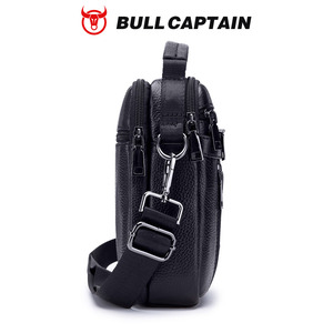กระเป๋าหนังแท้คุณภาพสูง BULLCAPTAIN สำหรับผู้ชาย กระเป๋าสะพายข้างทรงวินเทจขนาดใหญ่ หนังวัวแท้ ดีไซน์พกพาสะดวกพร้อมซิป - Product Image 5