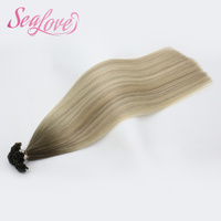 Extensions de cheveux naturels Remy vierges à pointe en U, kératine 12A, double épaisseur, lisses et soyeuses, ondulées, de type européen