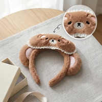 Masque pour les yeux en peluche coréen mignon avec oreilles d'ours, fait main de haute qualité, couleur personnalisable, bandeau pour femme, cadeau de fête