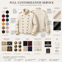 Veste en similicuir courte style Napoléon Royal vintage OEM avec épaulettes tressées dorées personnalisées et col montant pour homme