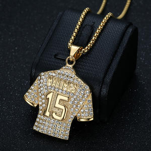 Hip Hop No.15 Mahomes Football Jersey Hand Waterproof Tarnish Free Stainless Steel Jewelry <b>Pendants</b> Necklaces for Male Man <b>Mens</b> - Product Image 3