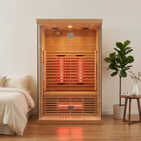 Sauna infrarouge de luxe en verre trempé transparent pour 2 personnes, faible EMF, avec lumière 7 couleurs pour la maison