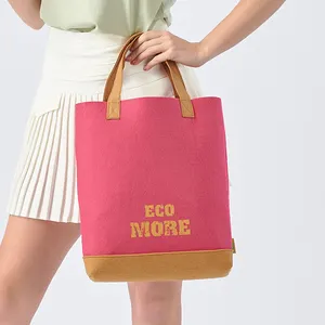 BSCI FACTORY GRS certified Eco friendly Hot sale RPET felt tote bag made out from plastic bottles lady bag