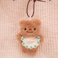 Pendentif en peluche ours mignon et couineur de qualité supérieure avec bavoir, porte-clés ours doux et moelleux pour ornement de sac à main, cadeau surprise pour enfants