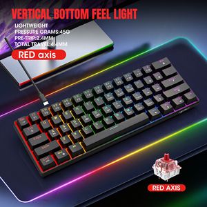 Teclado para juegos HSXJ V900 con cable de 61 teclas con teclas de doble disparo interruptor rojo, teclado de oficina para juegos con retroiluminación RGB - Product Image 2
