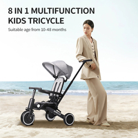 8 en 1 Multifonctionnel Pliable Enfants Tricycle Vélo Tricycles pour Bébés Tricycle avec Poignée
