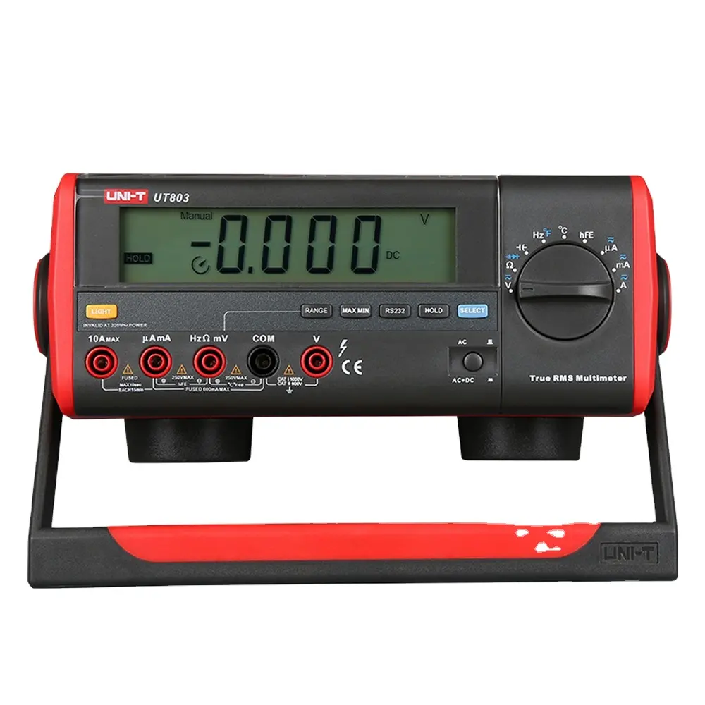 UNI-T UT803 multimetro digitale da banco Volt Amp Ohm capacità Temp Tester vero RMS