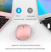 2.4GHz USB RGB 1600DPI bilgisayar için fare dizüstü Tablet PC fare oyun ile şarj edilebilir BT kablosuz fare