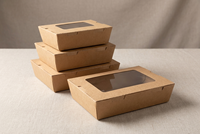Boîtes à repas écologiques en papier kraft pour la préparation des repas, contenants à emporter avec fenêtre