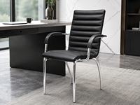 Chaise de conférence moderne en cuir PU avec accoudoirs, structure chromée, pour salle d'étude, salle de formation, salle de réunion, bureau, sièges pour visiteurs