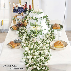 Guirlande <span class=keywords><strong>de</strong></span> roses artificielles vertes <span class=keywords><strong>de</strong></span> 2,5 m pour décoration murale, arche, centre <span class=keywords><strong>de</strong></span> table, anniversaire, mariage, <span class=keywords><strong>printemps</strong></span> - Product Image 4
