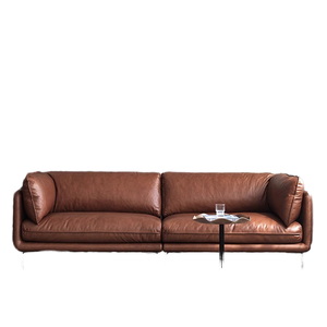 Divano in Vera Pelle con Finitura a Olio, Stile Minimalista Italiano e Cinese, Divano Artistico in Pelle per Soggiorno - Product Image 3