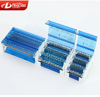 Bloc de bornes multipolaires pour rail DIN, boîte de distribution 4 entrées et plusieurs sorties avec couvercle transparent bleu