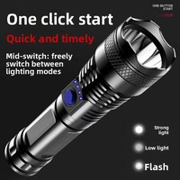 Lampe torche LED OEM rechargeable USB-C 18650 200M ABS, torche portative super lumineuse pour le camping, la pêche, les activités de plein air, logo personnalisé