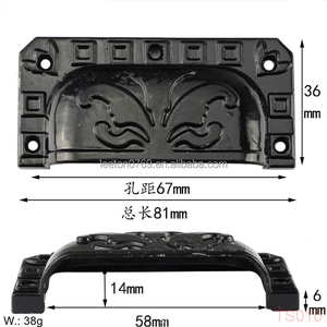Accessoires pour boîte de rangement, poignée de meuble en alliage de zinc en forme de coquille noire, 81x36 mm - Product Image 3