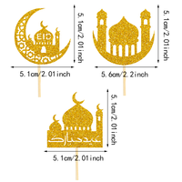 Décoration de gâteau pour l'Aïd al-Fitr, thème lune et château, fournitures de fête islamique, décorations de fête musulmane