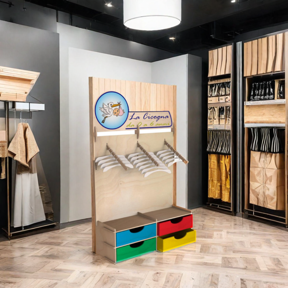 Apache Custom Modern Wooden Recyclable Rotating Floor Standing Display Rack Easy Assembly for Clothing Accessories Clothing — view 2