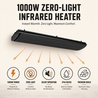 Chauffage infrarouge radiant mural intérieur/extérieur 1000W 50 pieds carrés avec thermostat réglable, protection contre la surchauffe et télécommande