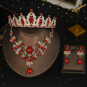 Aleación de lujo Rhinestone collar pendientes Tiara conjunto de joyas vestido de novia vestido de noche <span class=keywords><strong>accesorios</strong></span> nupciales para venta al por mayor - Product Image 4