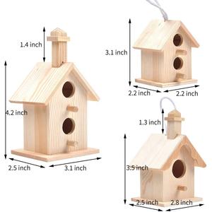 Tennis à oiseaux multicolores pour enfants, boîte en bois, à suspendre à la peinture, nid protecteur, bricolage naturel - Product Image 2